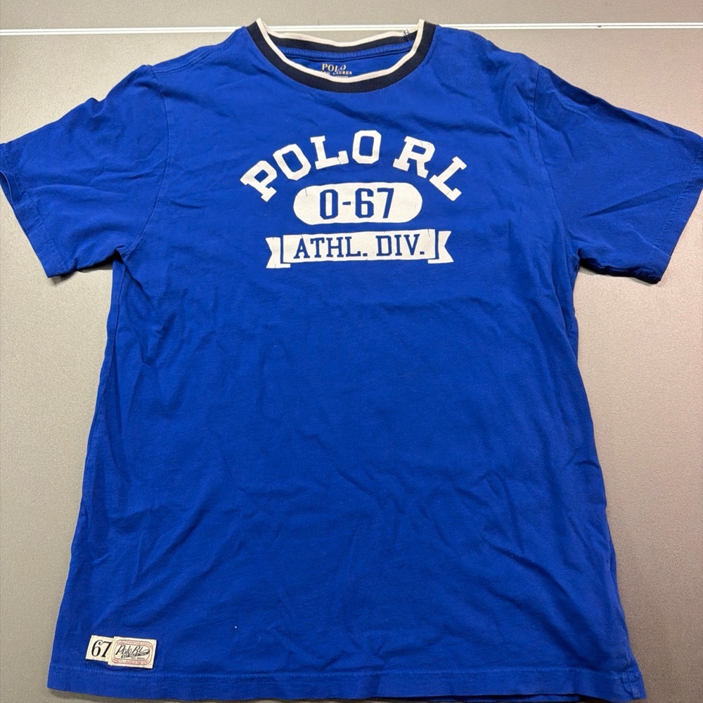 Polo Ralph Lauren Shirt Boys Large Blue 0-67 Athl Dept Graphic Tee Top